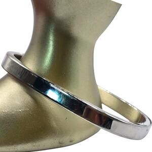 Bracelet Monet Bangle Square Hinged Snap Cuff Minimalist 5.5" Silver Tone SK2882